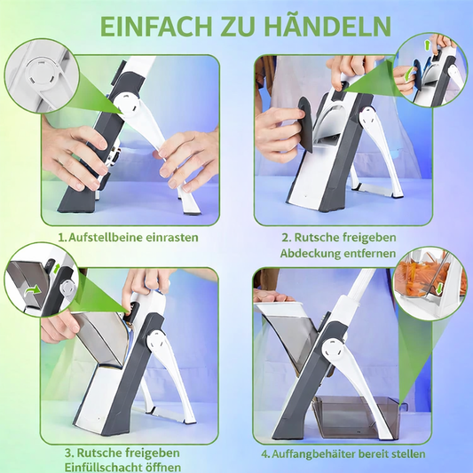 TurboSlice Pro – 4-in-1 Manueller Gemüseschneider, Schäler & Pommes-Maker
