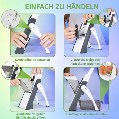 TurboSlice Pro – 4-in-1 Manueller Gemüseschneider, Schäler & Pommes-Maker