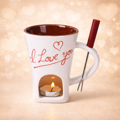 Mini Fondue Tassen Set- Für Schokolade, Käse und Desserts