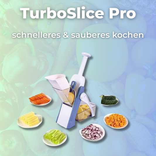 TurboSlice Pro – 4-in-1 Manueller Gemüseschneider, Schäler & Pommes-Maker